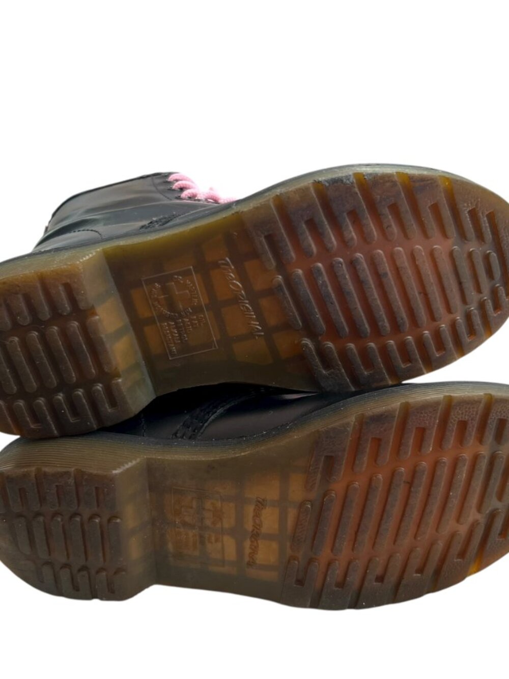 Dr Martens boots 1460 smooth black leather pink laces womens 6 combat docs - Picture 8 of 15